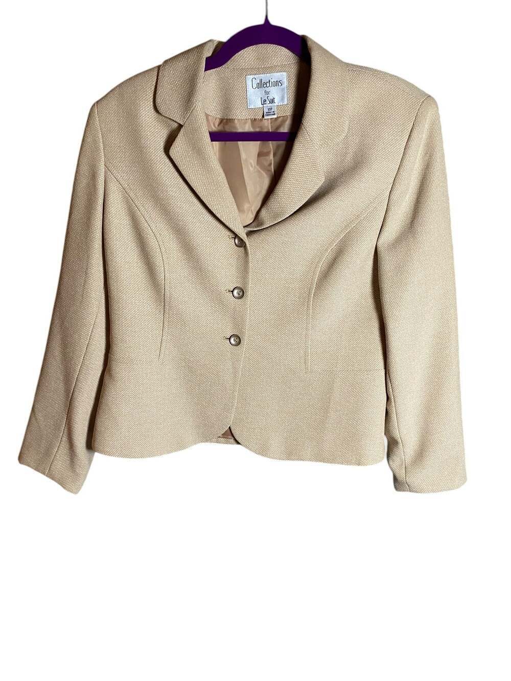 Collections for Le Suit Tan Textured Three-Button Blazer Size 10P